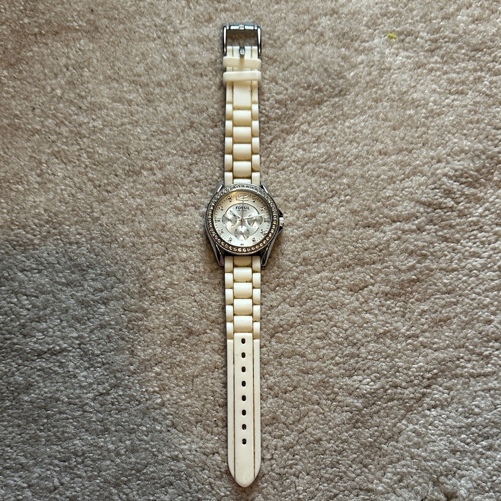 Fossil Women's Crystal & White Watch